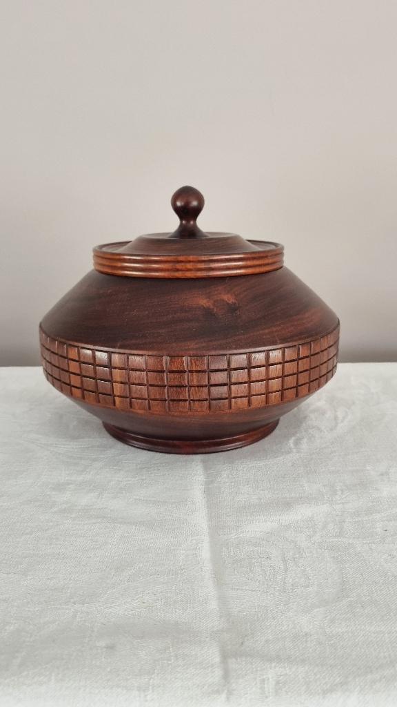 Bocal de rangement vintage en bois avec couvercle, Antiquités & Art, Enlèvement ou Envoi