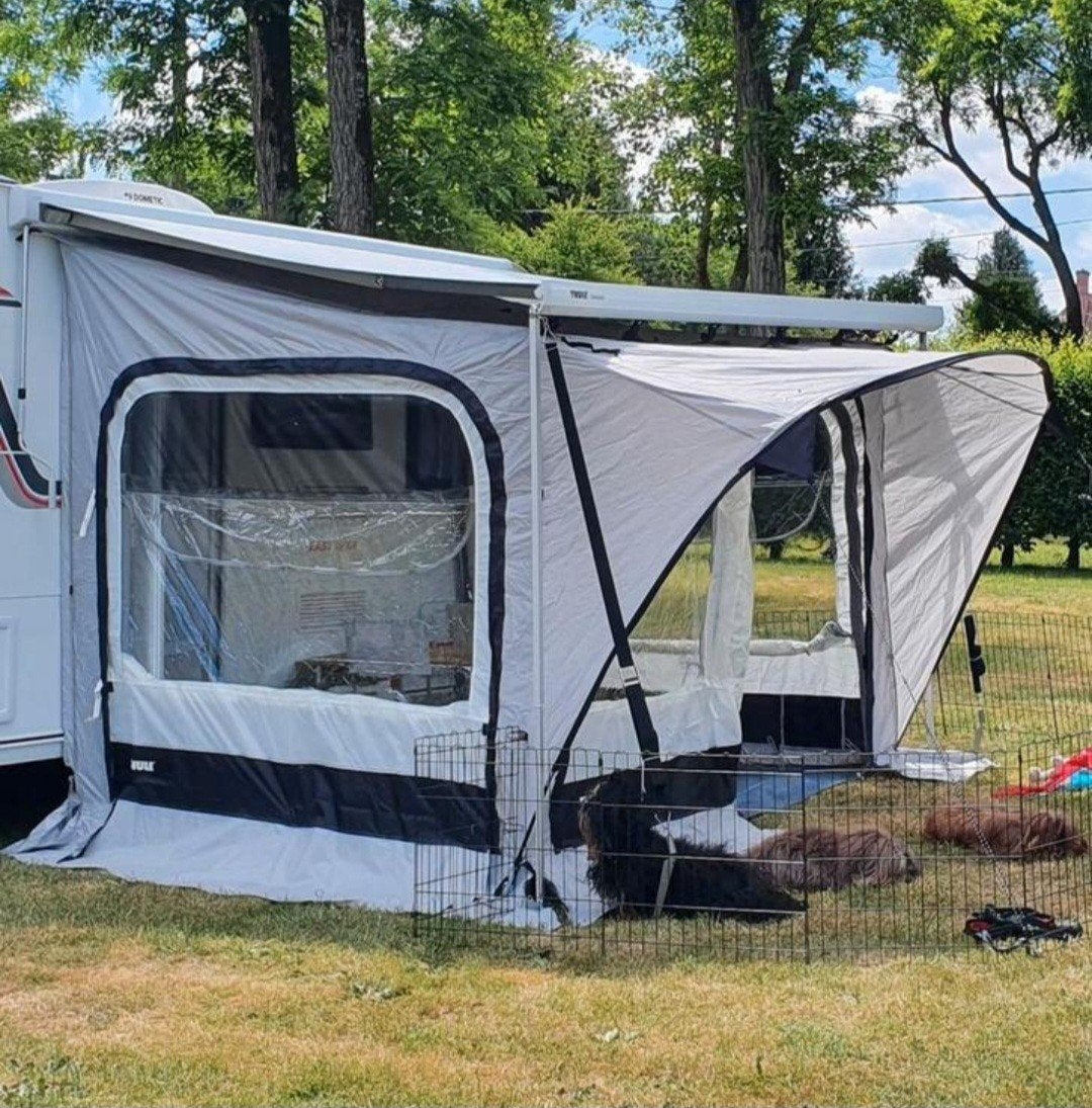 Thule QuickFit
tente auvent 2,60 m moyen noir/gris/blanc., Caravanes & Camping, Enlèvement, Thule