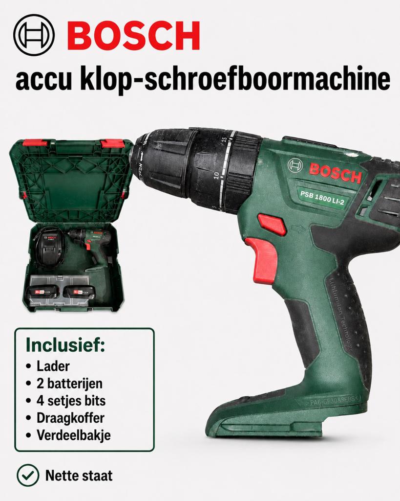 Bosch accu klop-schroefboormachine, Doe-het-zelf en Bouw, Gereedschap | Boormachines, Ophalen, Gebruikt, Boor- en Schroefmachine