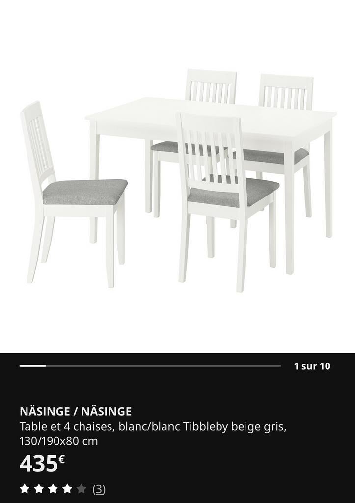 Table  extensible + 4 chaises, 100 à 150 cm, Quatre personnes, Comme neuf, Enlèvement
