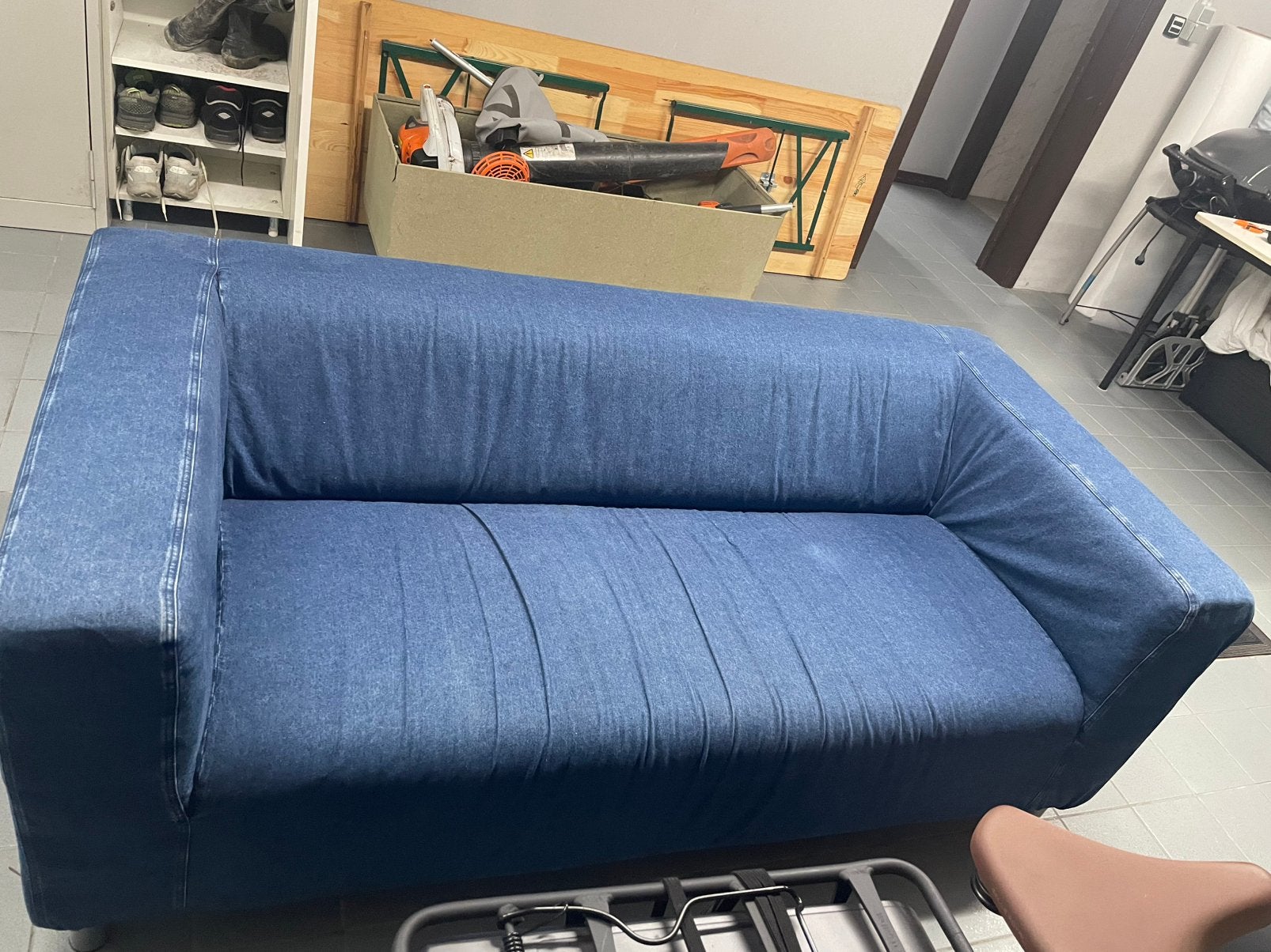 Zetel blauw, Ophalen, 150 tot 200 cm, Driepersoons, 75 tot 100 cm