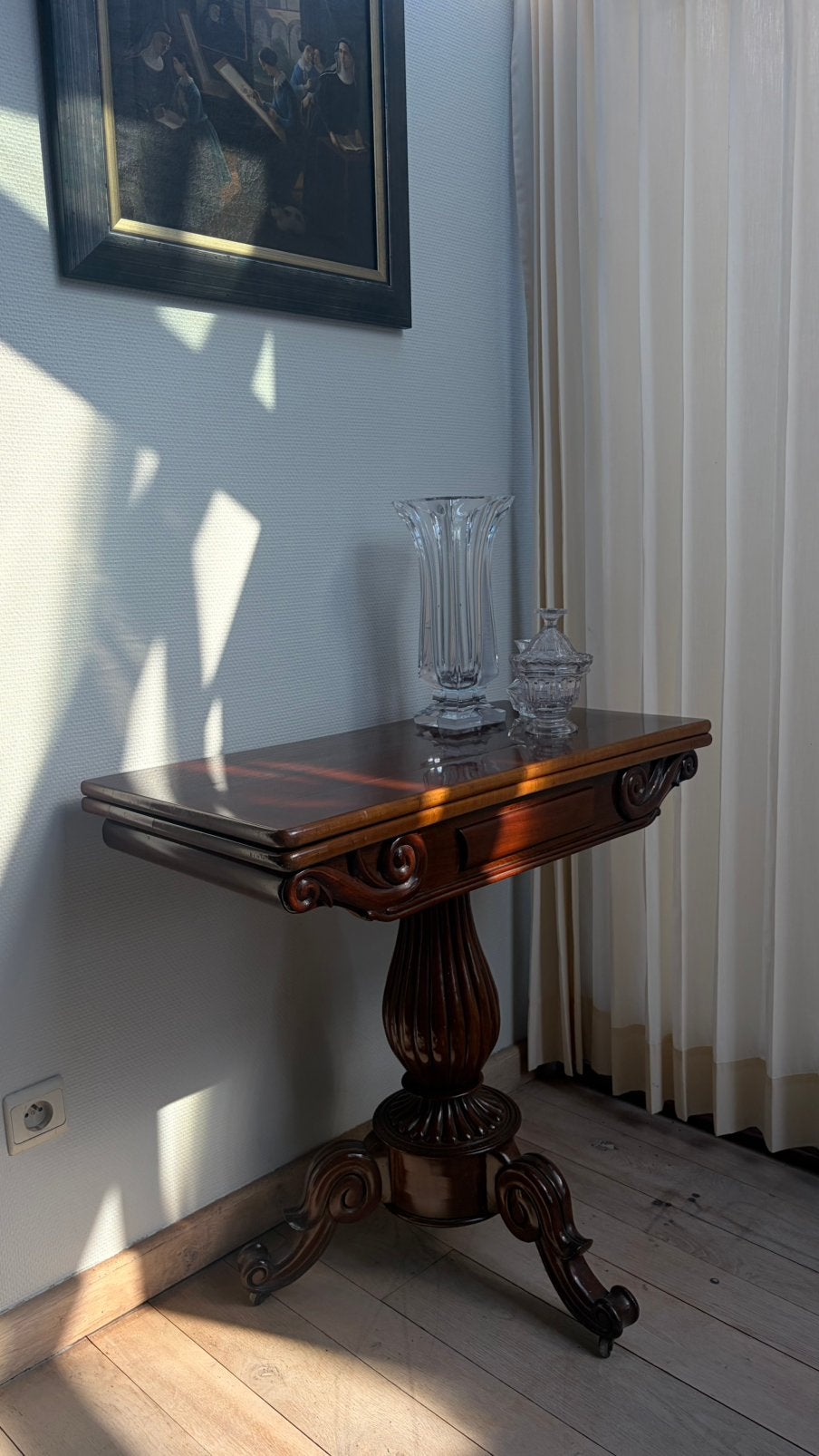 Antieken mahoniehouten kaart/speeltafel, Antiek en Kunst, Ophalen