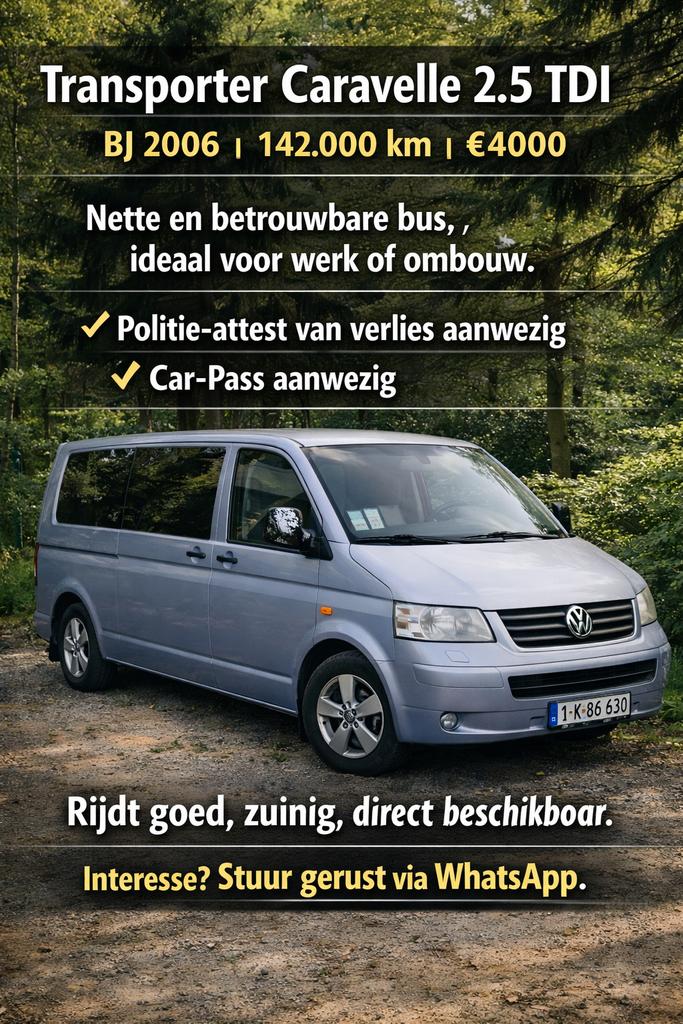 Transporter met weining km, Auto's, Volkswagen, 4 deurs, Bedrijf, Diesel, Overige carrosserie