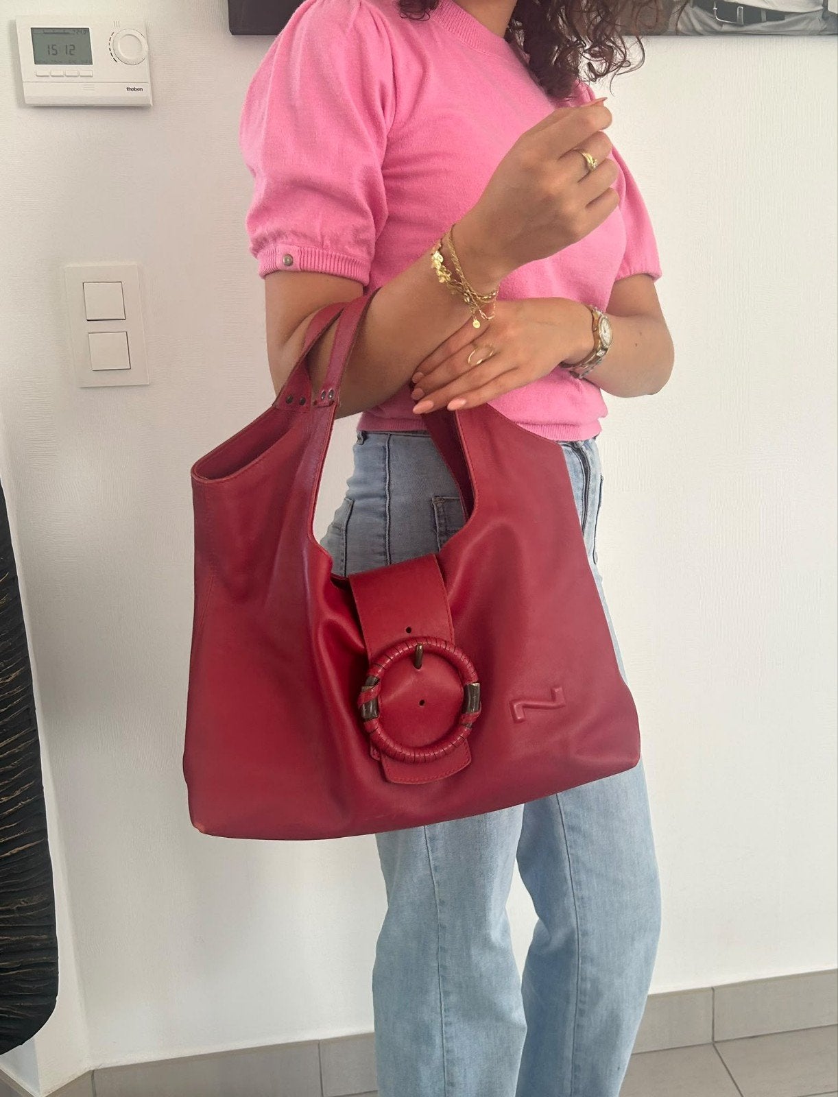 Handtas Nathan, Handtassen en Accessoires, Ophalen of Verzenden, Zo goed als nieuw, Rood, Handtas