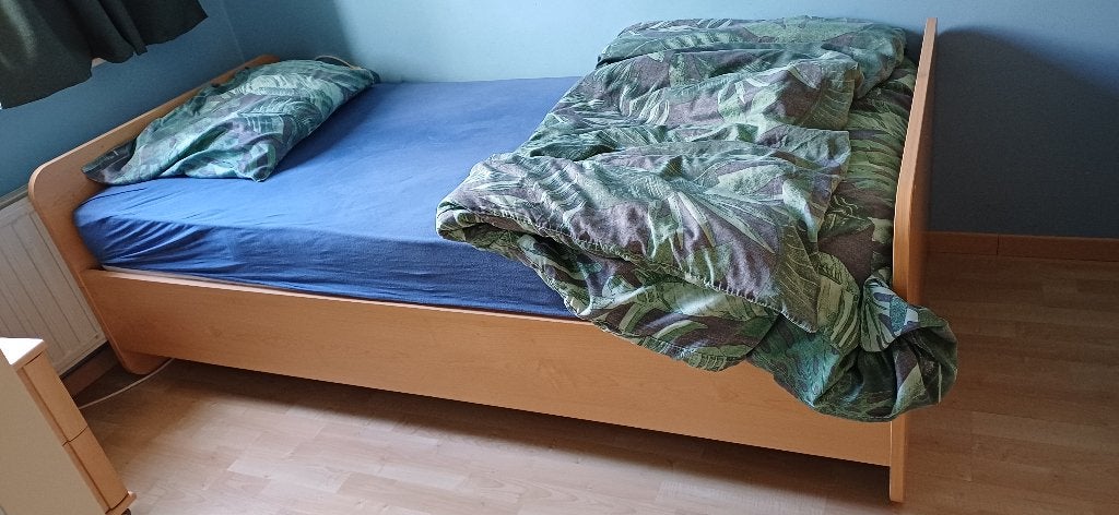 Eenpersoonsbed met lattenbodem, Ophalen, Gebruikt, Eenpersoons, Bruin