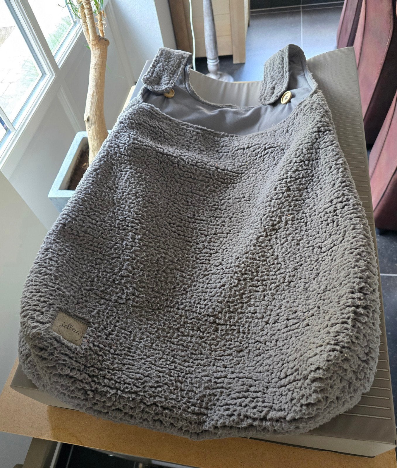 Sac de lit/sac de rangement Soft Jollein - Teddy (gris/taupe, Enlèvement ou Envoi, Comme neuf, Rectangulaire