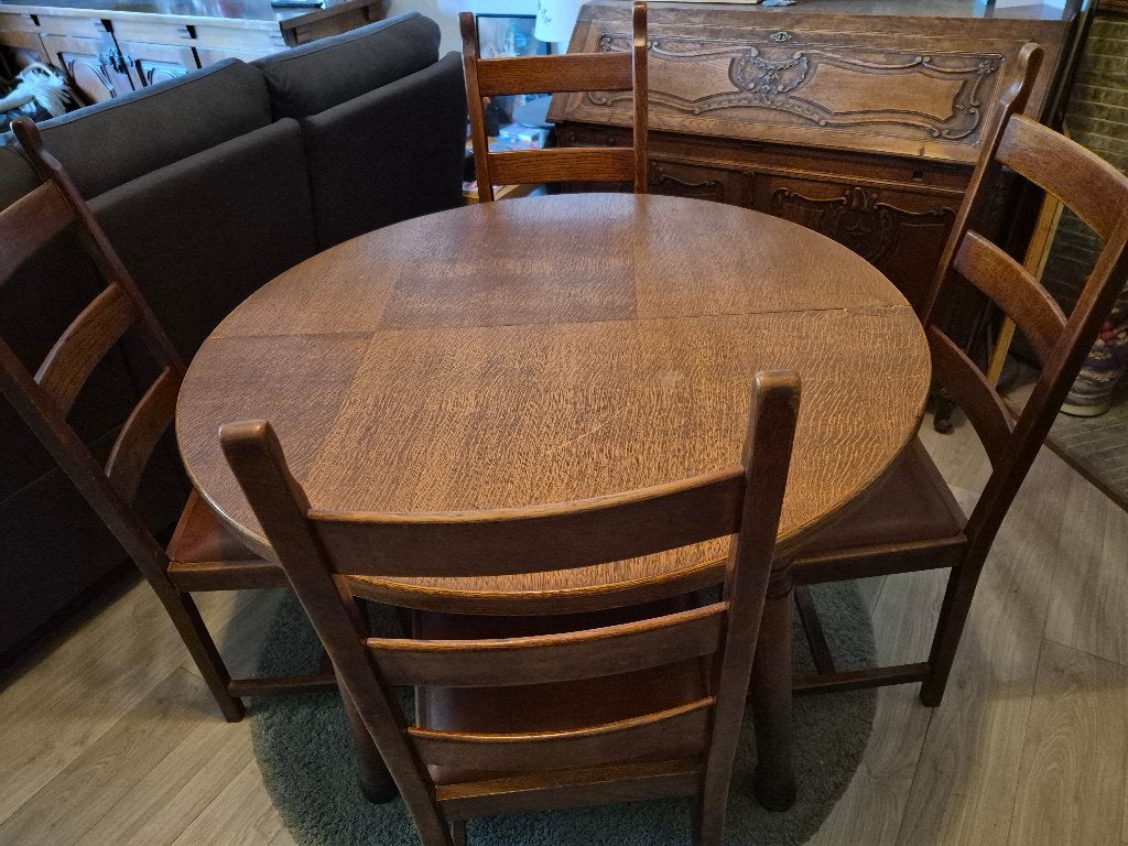 Table ronde à rallonge., Maison & Meubles, Quatre personnes, Rond, Enlèvement, Utilisé