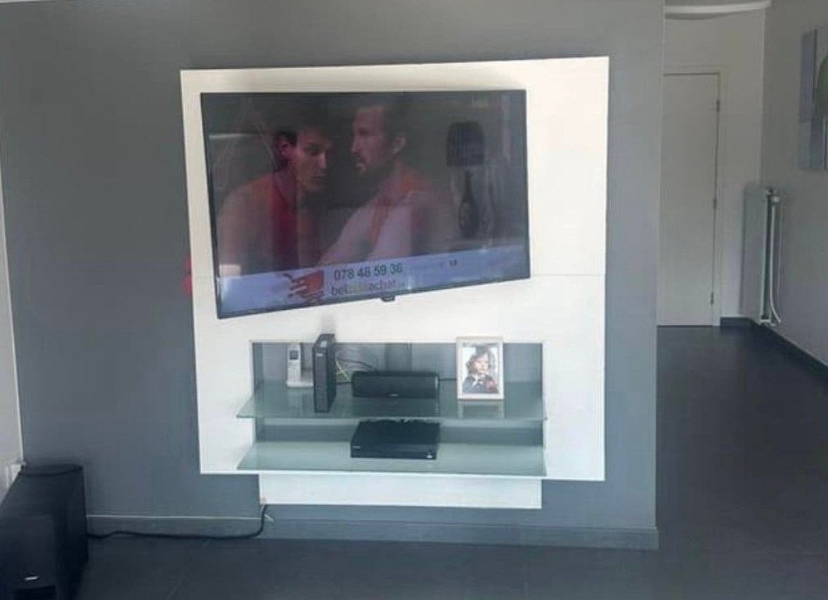 Meuble TV à suspendre, Enlèvement, Blanc, Verre