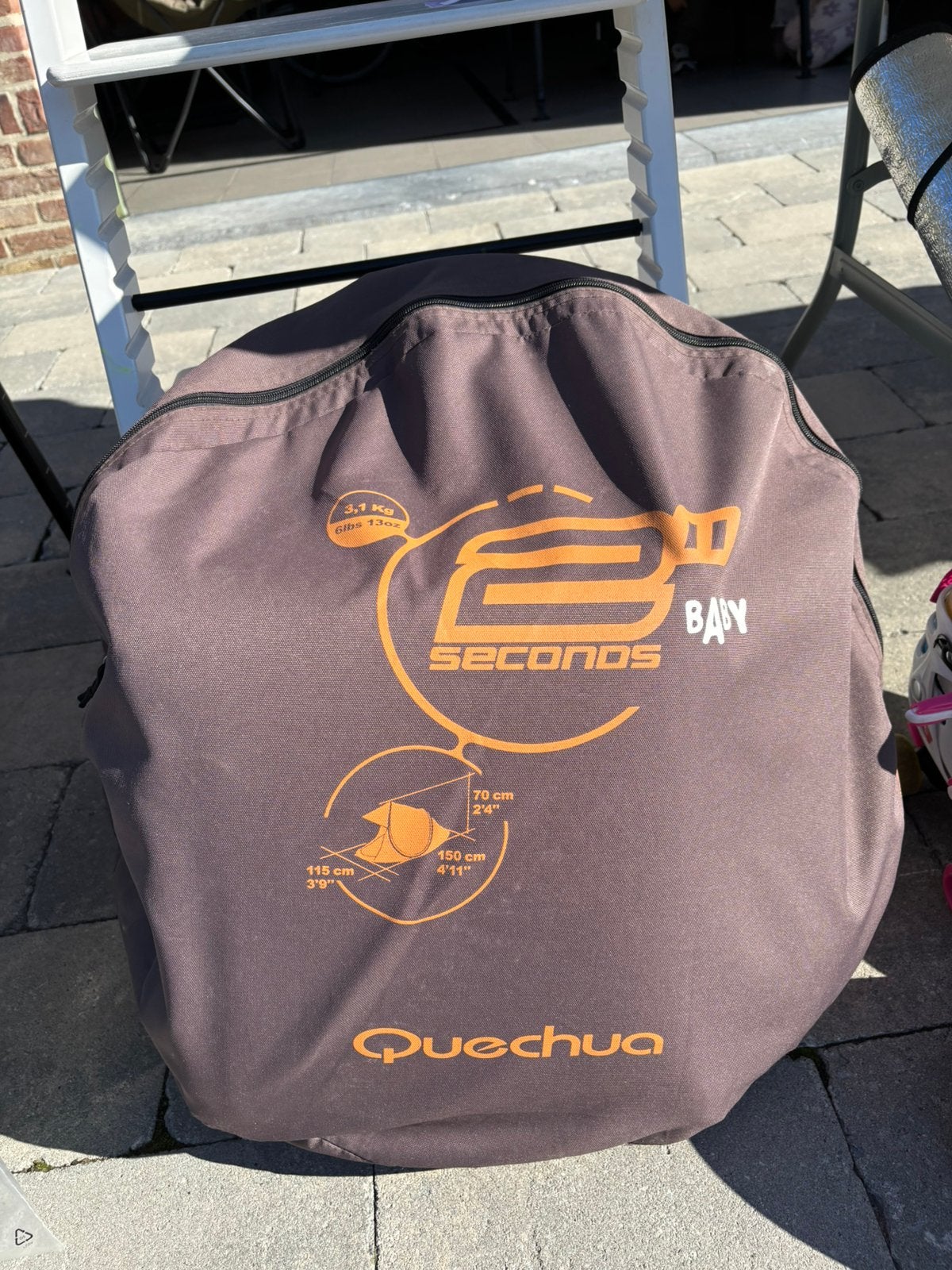 Quechua 2 seconds baby, Caravans en Kamperen, Ophalen, Zo goed als nieuw, Tot en met 2