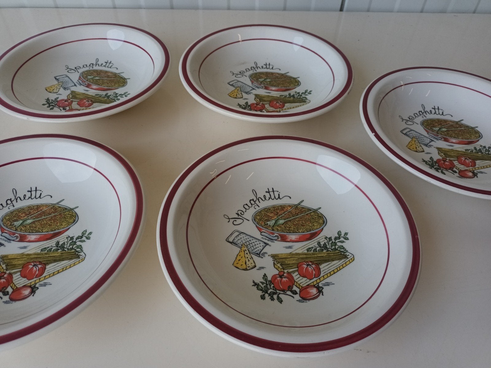 5 vintage Italiaanse spaghettiborden, Ophalen of Verzenden