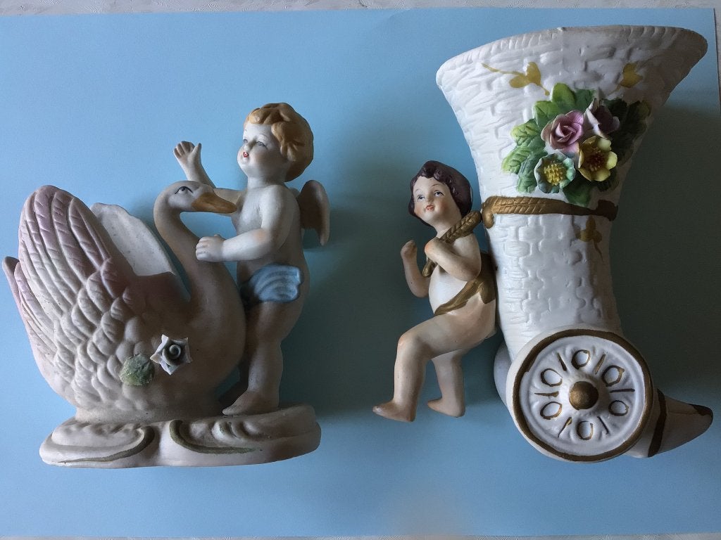Retro engel minnegod biscuit beelden, Ophalen of Verzenden, Zo goed als nieuw