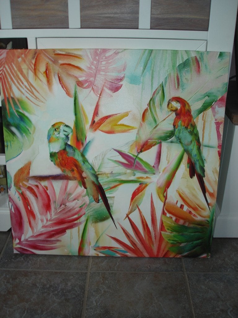 Papegaaien Schilderij , Mooi voor in elk interieur, Antiek en Kunst, Ophalen, Overige stijlen, Doek, Dieren
