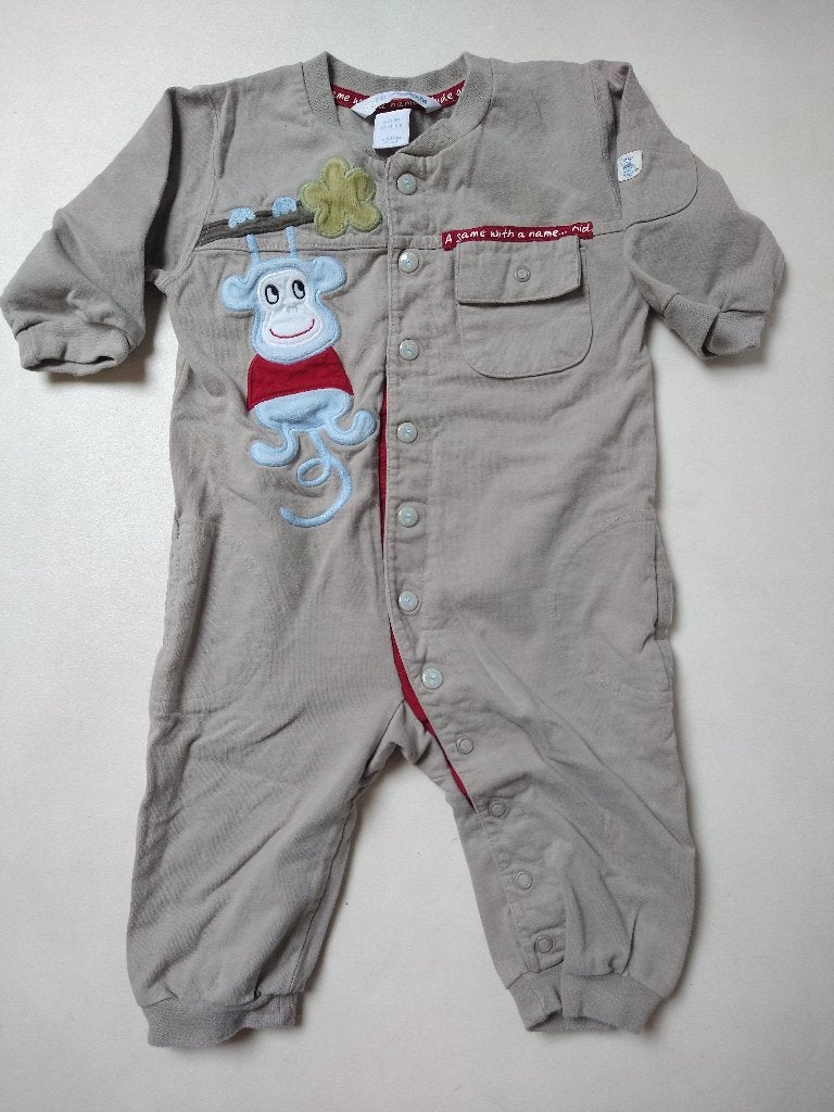 Beige kruippakje met aapje H&M, Kinderen en Baby's, Ophalen, Jongetje of Meisje, H&M, Zo goed als nieuw