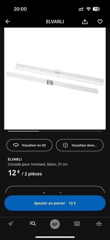 Elvarli witte steunen 51cm (per paar), Huis en Inrichting, Kasten | Kleerkasten, Ophalen, Zo goed als nieuw, 50 tot 75 cm, Blanc moderne
