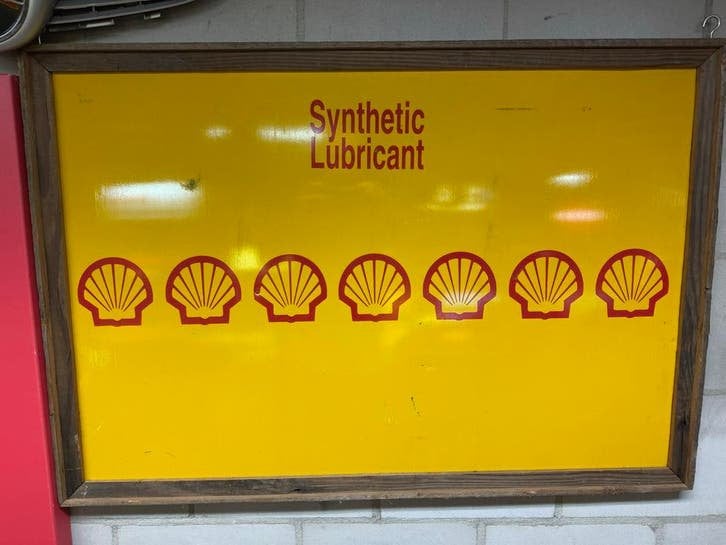 Vintage Shell Synthetic Lubricant Reclamebord, Verzamelen, Merken en Reclamevoorwerpen