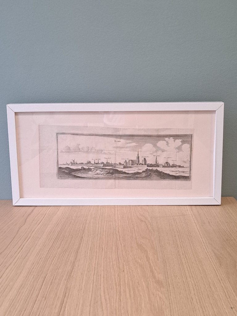 17e-eeuwse ets Panorama Stad Lier (Peeters/Merian, 1654), Antiek en Kunst, Ets, Stadsgezicht, 16 cm, 1600 - 1699