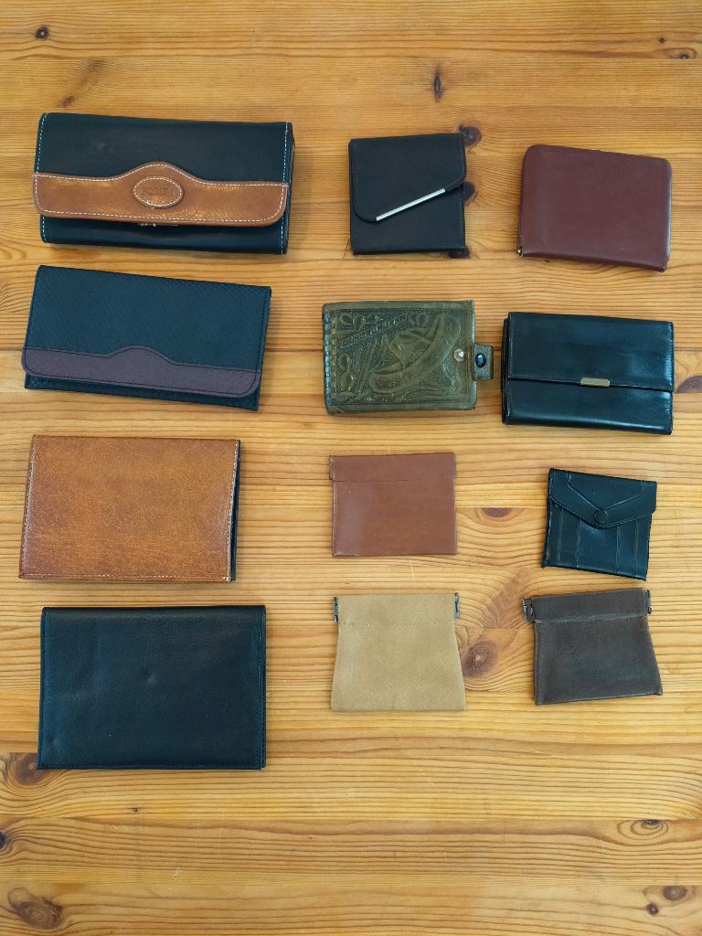 Lot de Portefeuilles et portemonnaies - Vintage - Cuir, Handtassen en Accessoires, Portemonnees, Gebruikt, Overige kleuren, Leder