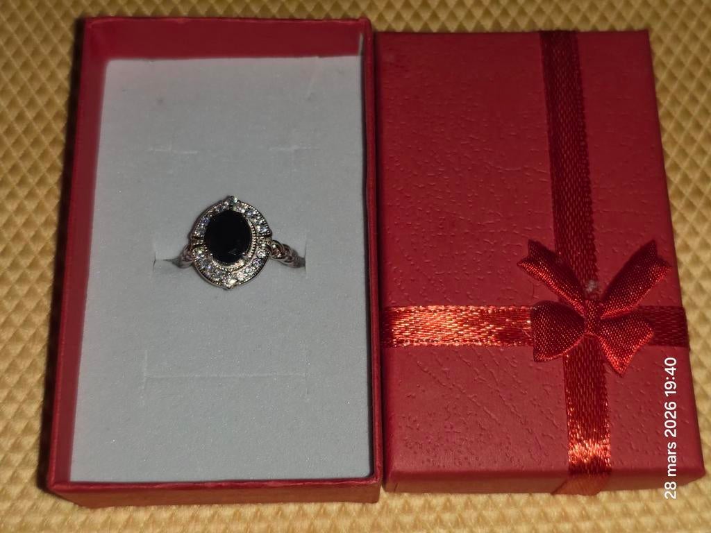 Superbe bague en argent massif avec opale noire d'Éthiopie, Neuf, Argent, Argent, Femme