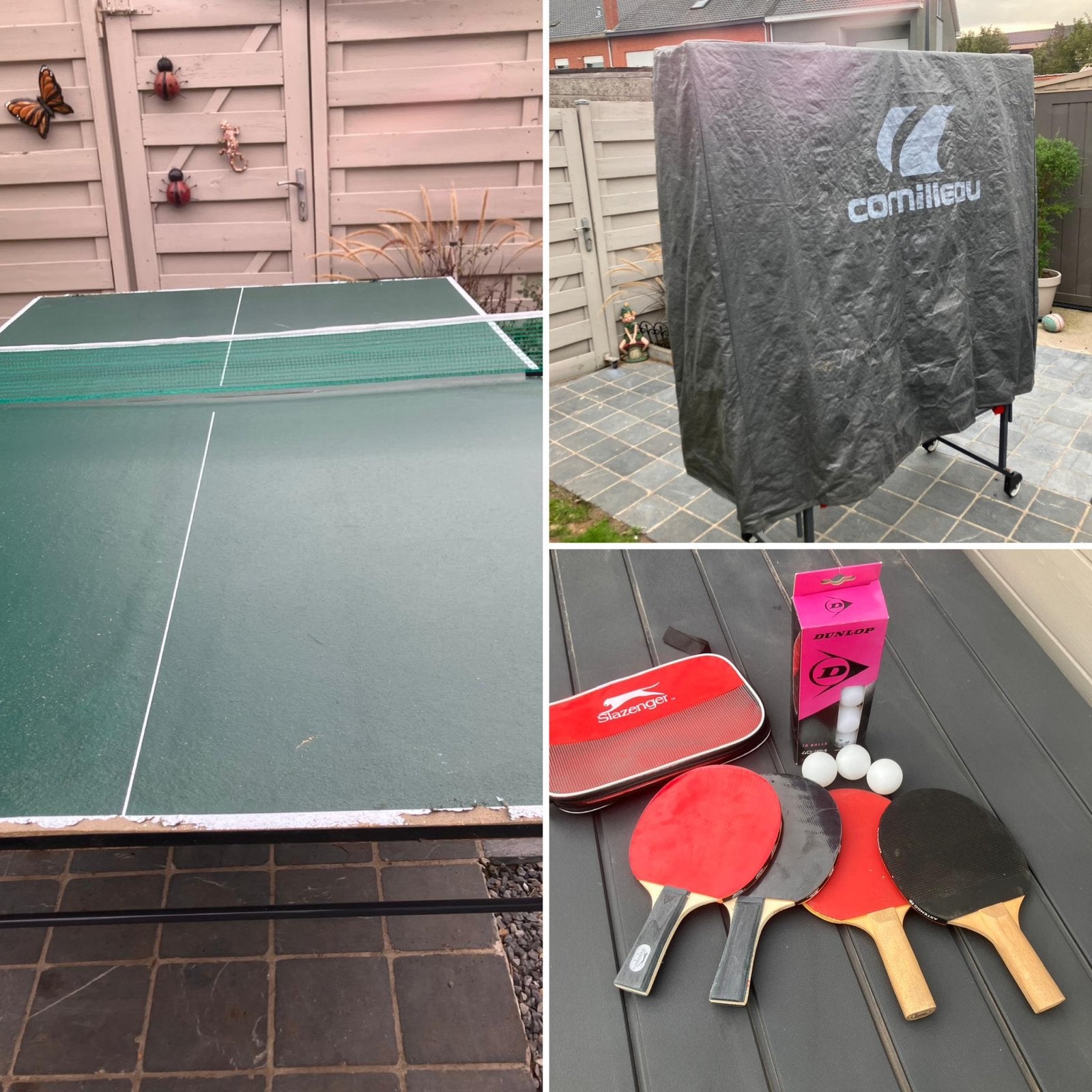 Inklapbare, verrijdbare tafeltennistafel met accessoires, Sport en Fitness, Ophalen, Gebruikt, Inklapbaar