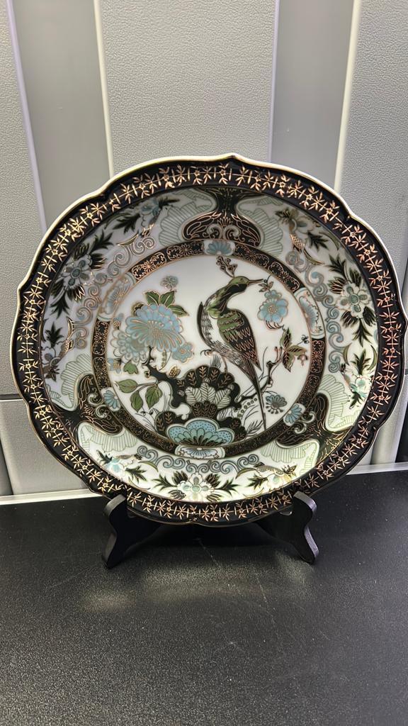 Vintage Japans sierbord Saji Fine China – vogelmotief, Antiek en Kunst, Ophalen