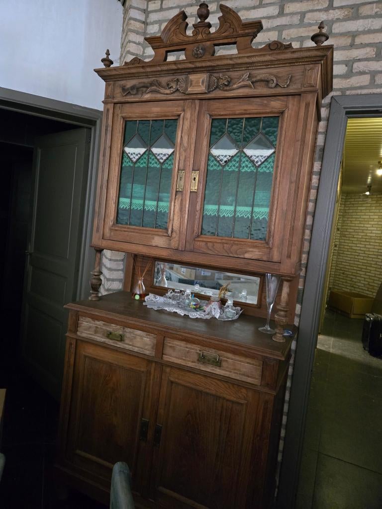 Antieke buffetkast, Ophalen, Gebruikt, Glas, Met deur(en)