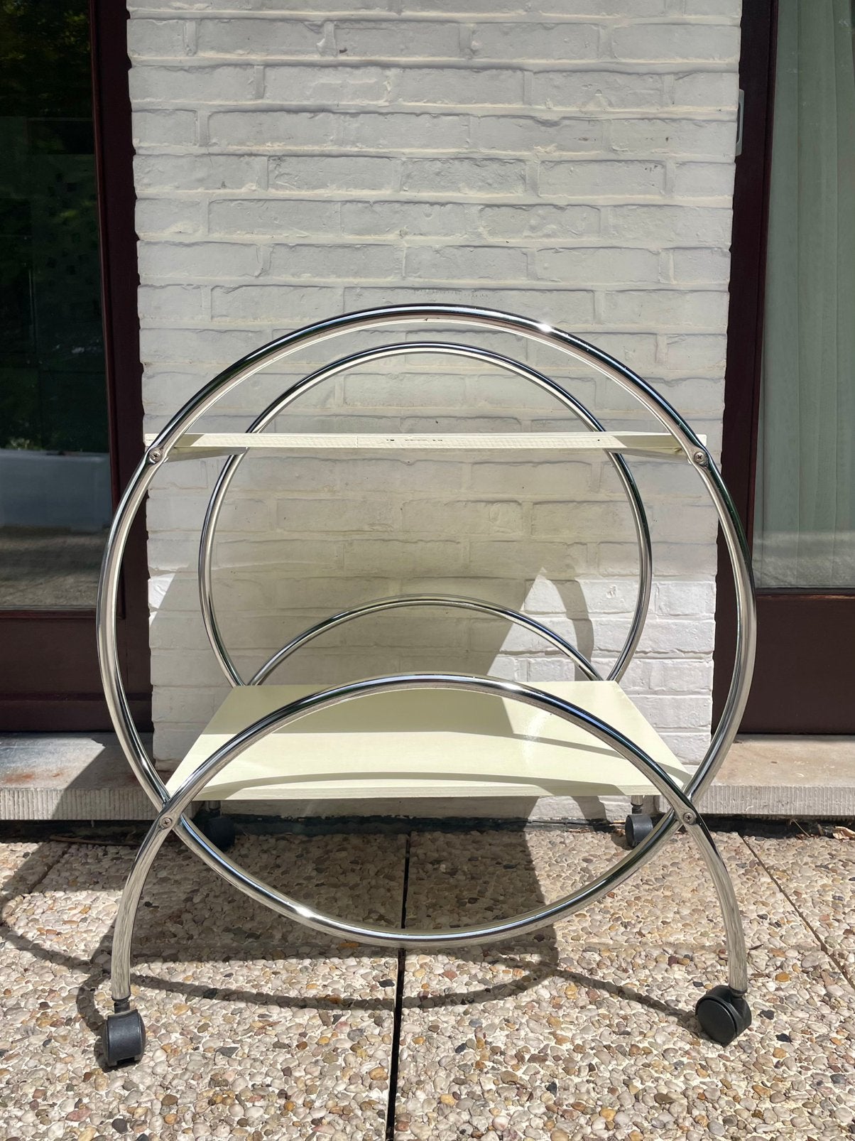 Vintage chroom serveerwagen bijzettafel, Ophalen, Zo goed als nieuw