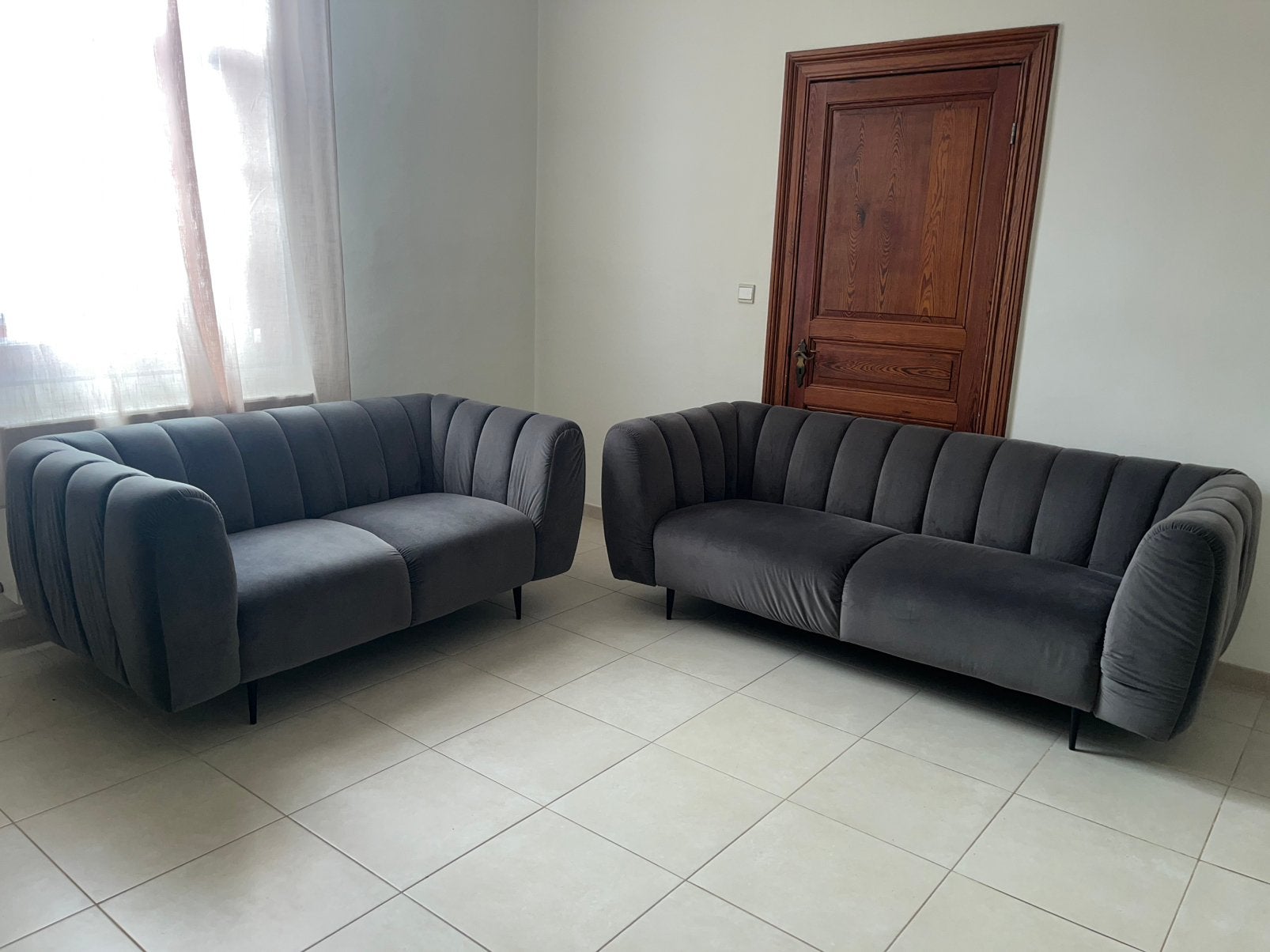 3+2 grijze fauteuils, Enlèvement, Comme neuf