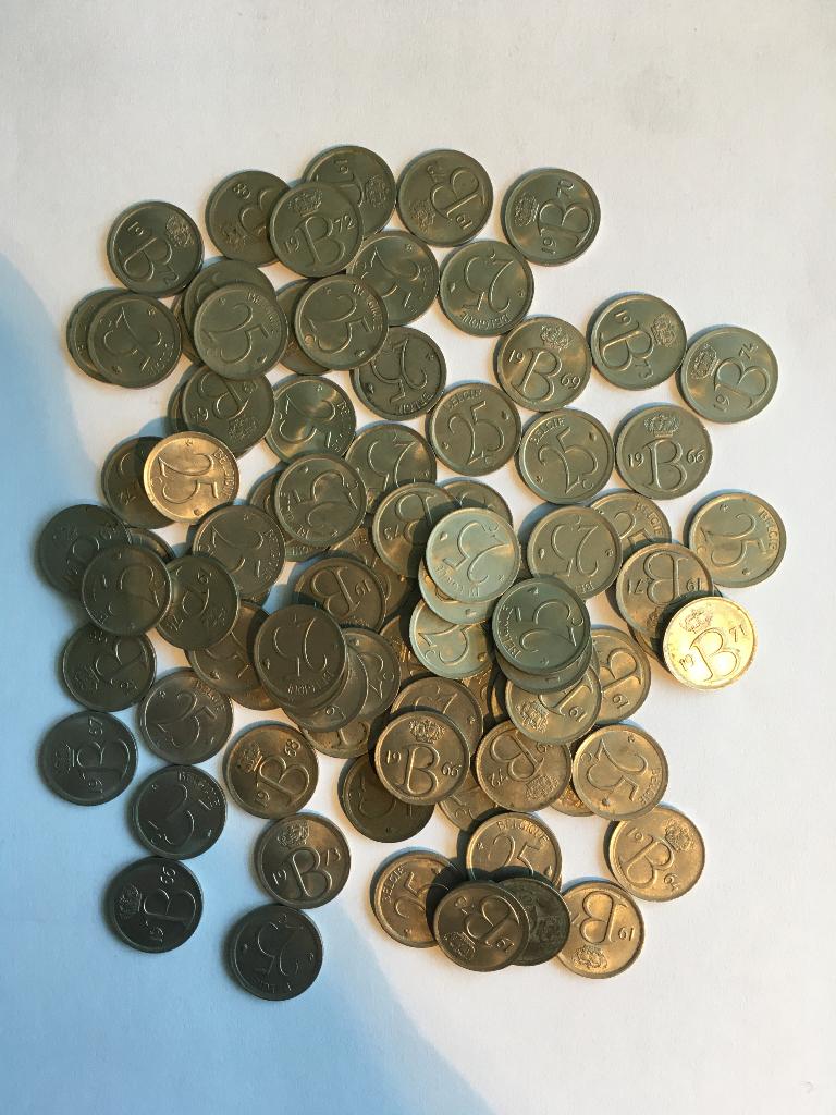 Lot de 85 pièces de 25 centimes, Enlèvement ou Envoi, Monnaie en vrac