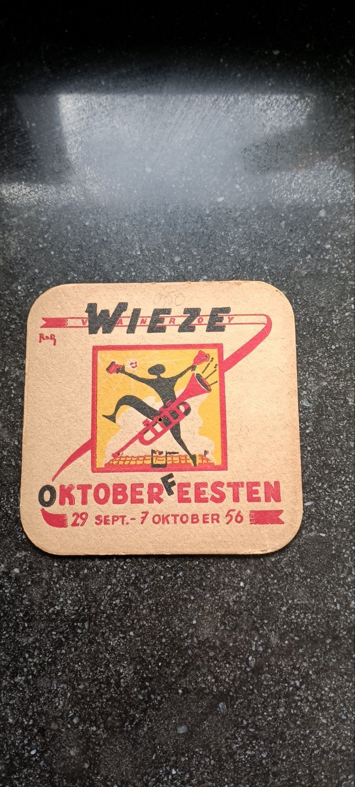 Oud bierviltje Wieze oktoberfeesten1956, Verzamelen, Ophalen of Verzenden