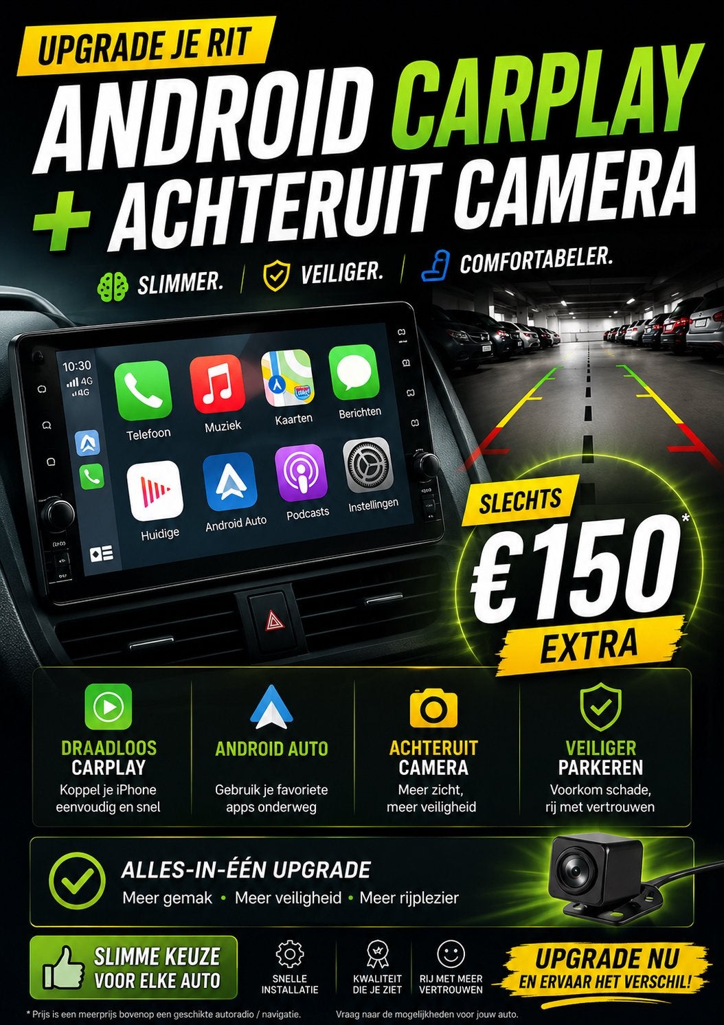 ANDROID Carplay + achteruit camera, Enlèvement ou Envoi
