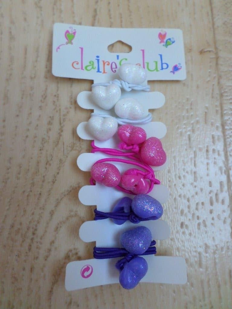 Elastique nœud cheveux Claire's club coeur rose violet blanc, Enlèvement ou Envoi, Neuf, Épingle à cheveux