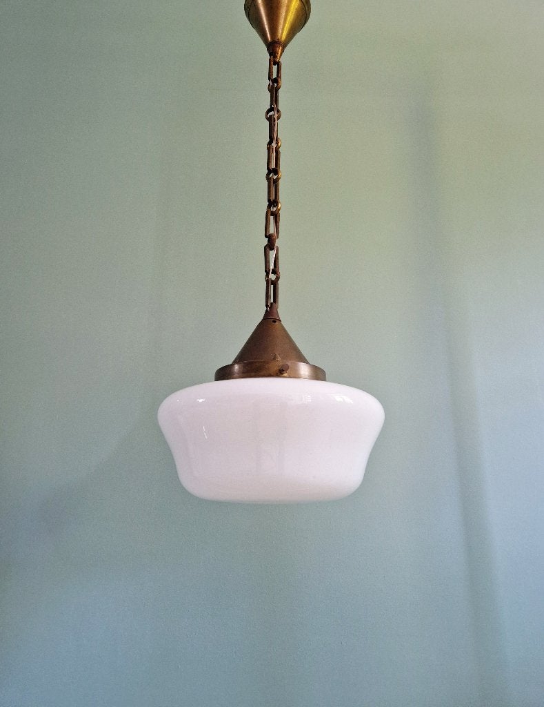 Art Deco hanglamp in witte opaline, jaren 1920-30, Antiek en Kunst, Ophalen of Verzenden