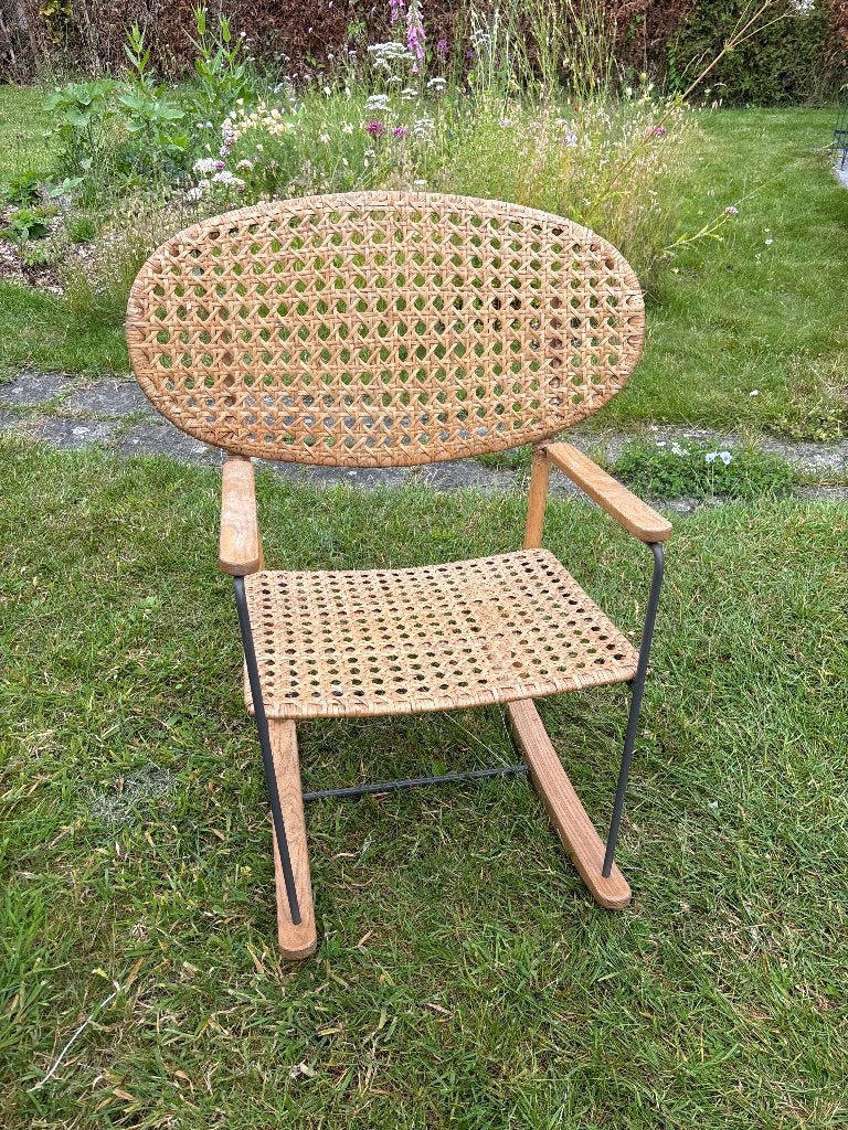 Schommelstoel, Ophalen, Gebruikt, Bruin, Riet of Rotan