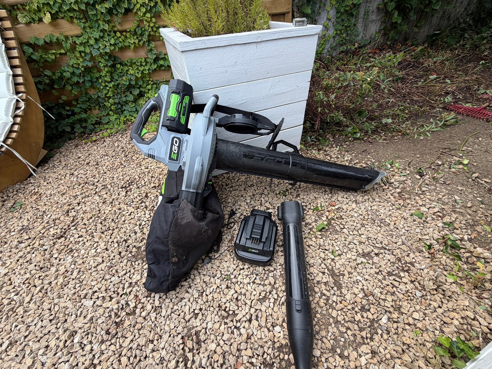 Ego blower+vacuum, Ophalen, Zo goed als nieuw, Met opvangzak, Accu