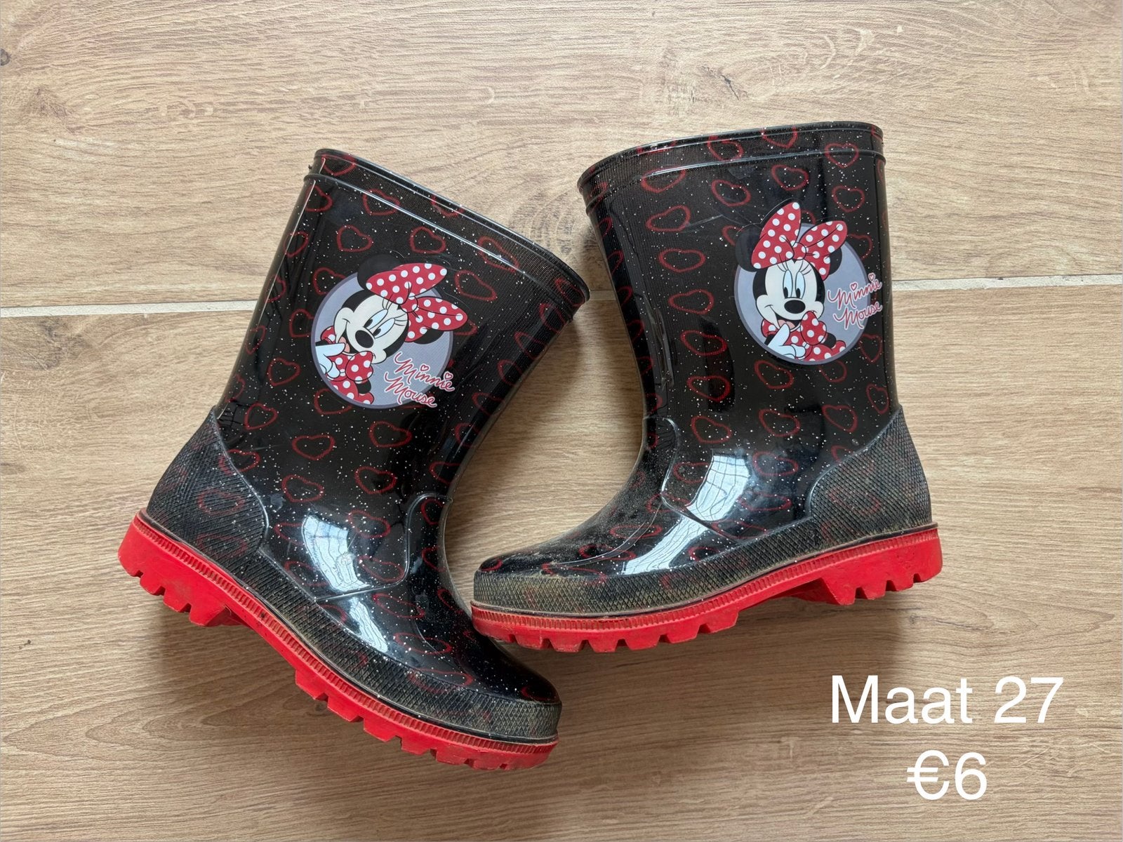 Regenlaarsjes Mickey Mouse, maat 27, Ophalen, Zo goed als nieuw