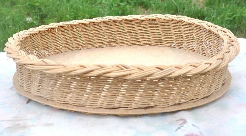 corbeille ovale en rotin fond en bois, Gebruikt, Gevlochten, Ophalen of Verzenden, Riet