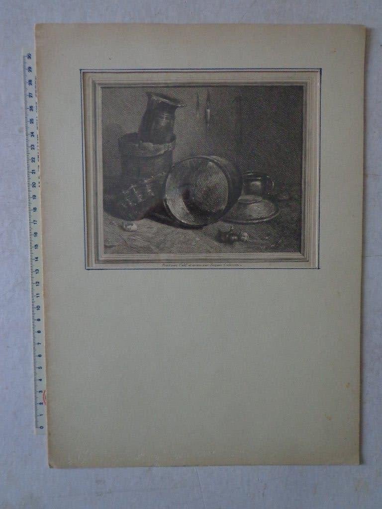 18de eeuwse kopergravure Jacques Coelemans naar Willem Kalf, Origineel, Dagelijks leven, Ophalen of Verzenden, Gravure