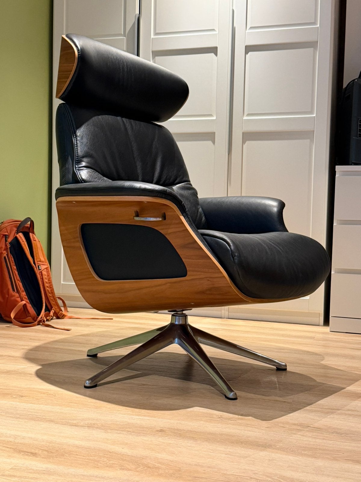 Deense lederen relax fauteuil, flexlux, Huis en Inrichting, Ophalen, Zo goed als nieuw