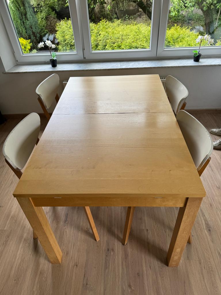 Tafel + stoelen, Ophalen, Gebruikt, 100 tot 150 cm, 50 tot 100 cm