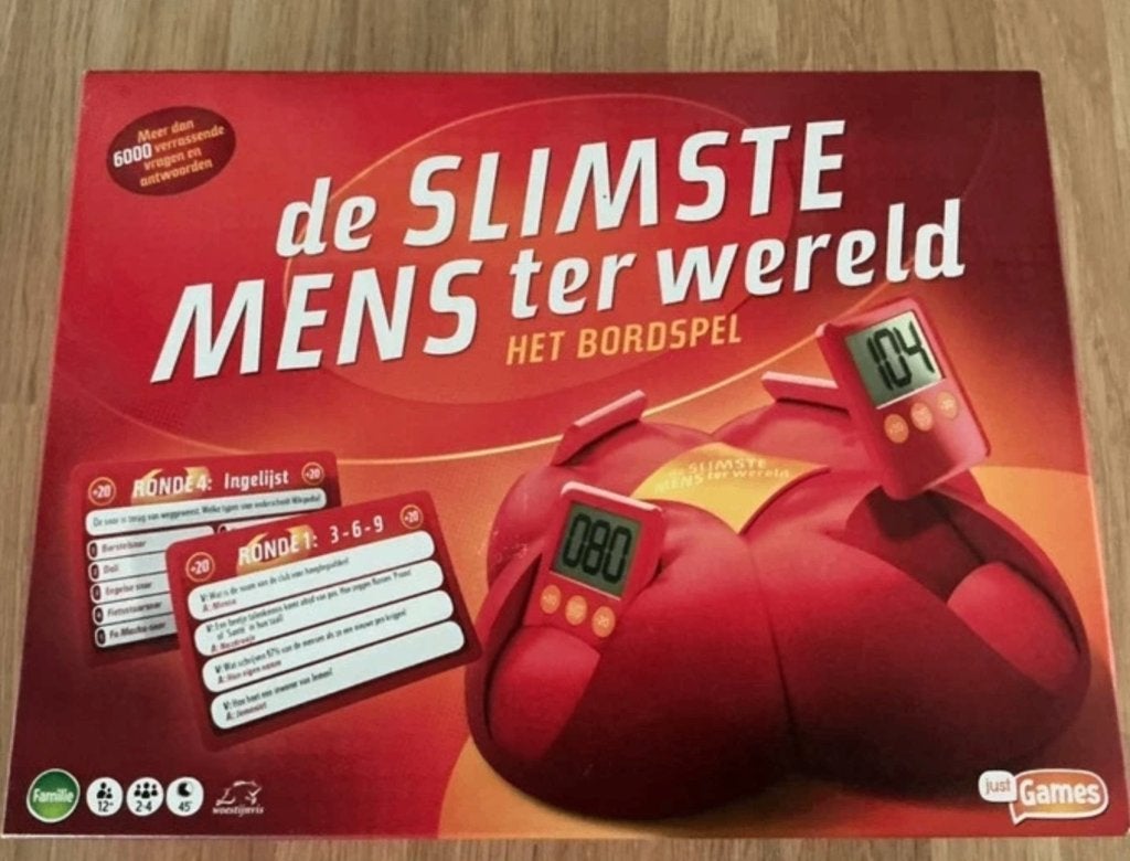 De Slimste Mens Ter Wereld Het Bordspel, Hobby en Vrije tijd, Drie of vier spelers, Ophalen of Verzenden, Zo goed als nieuw, Just games