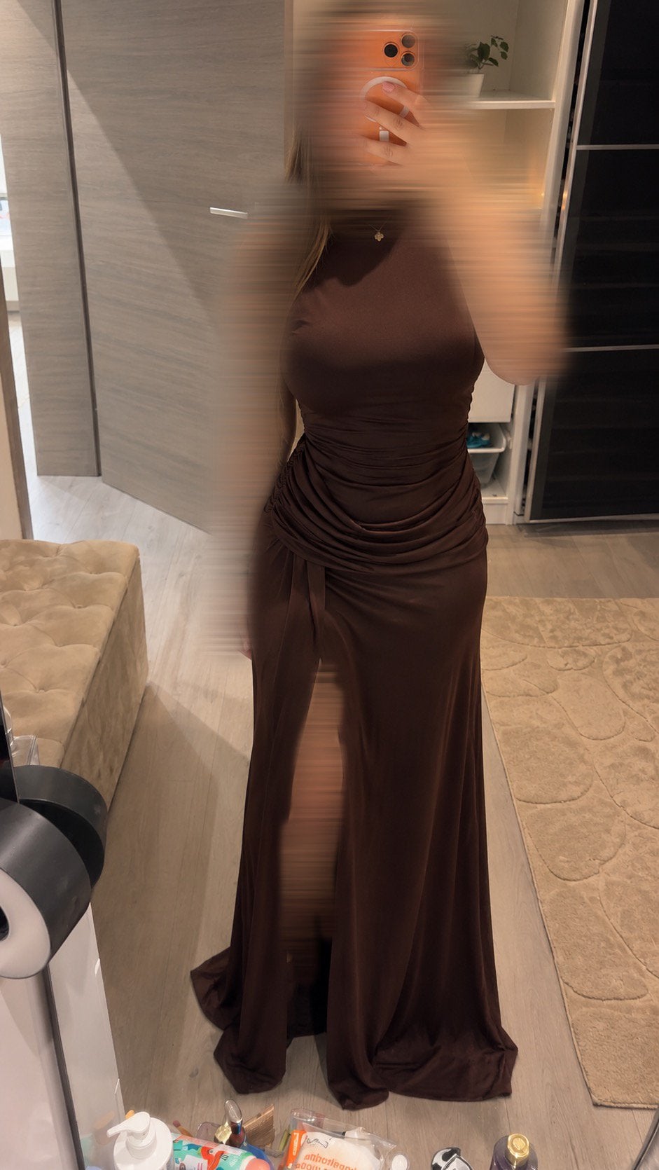 Magnifique longue, robe marron, Kleding | Dames, Ophalen of Verzenden, Zo goed als nieuw