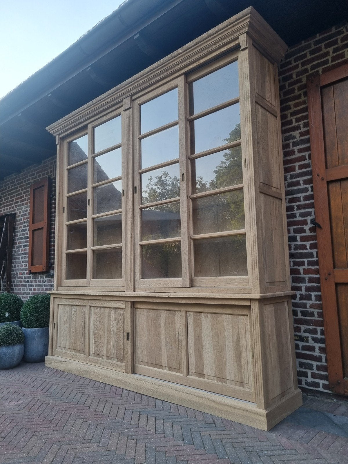 Eiken buffetkast/vitrinekast art, Huis en Inrichting, Ophalen, Gebruikt, Flamant, Landelijk