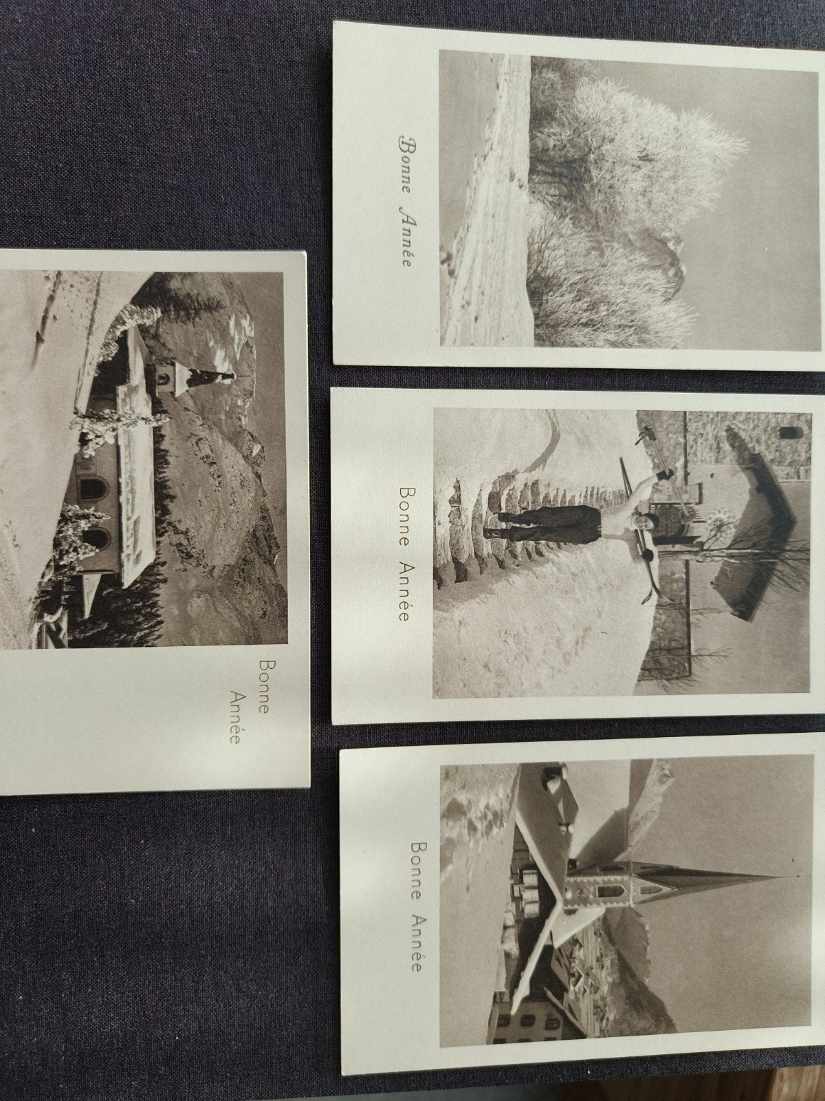 4 zeer mooie kaarten nieuwjaar in het frans 1930, Ophalen of Verzenden
