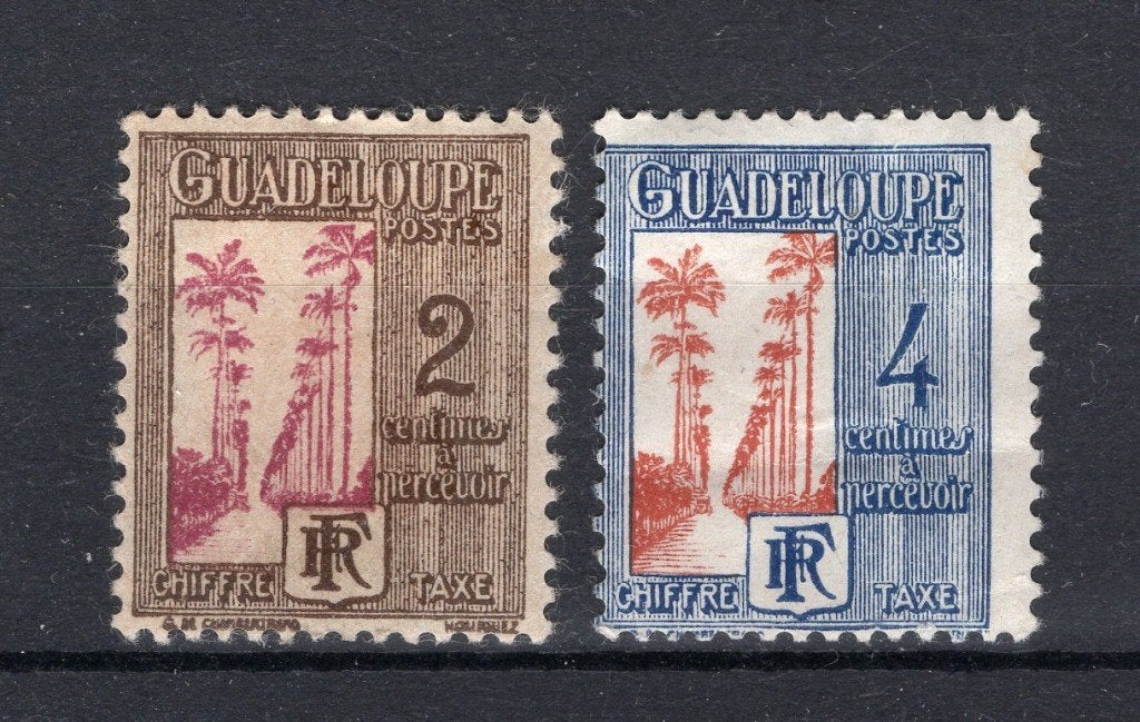 GUADELOUPE Yt. T25/26 MH 1928, Envoi, Non oblitéré, Amérique centrale