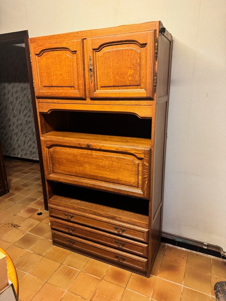 GRATIS Eiken secretaire / bureaukast, Huis en Inrichting, Ophalen, Gebruikt