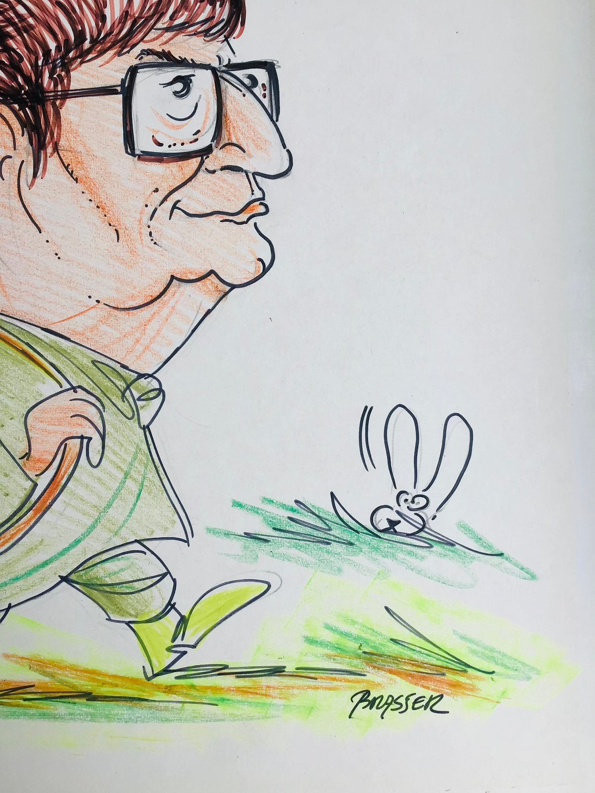 Brasser , gekend cartoonist. 10 euro, Ophalen of Verzenden, Aquarel