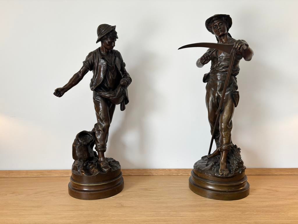 Couple en bronze ancien Mathurin Moreau., Enlèvement, Bronze