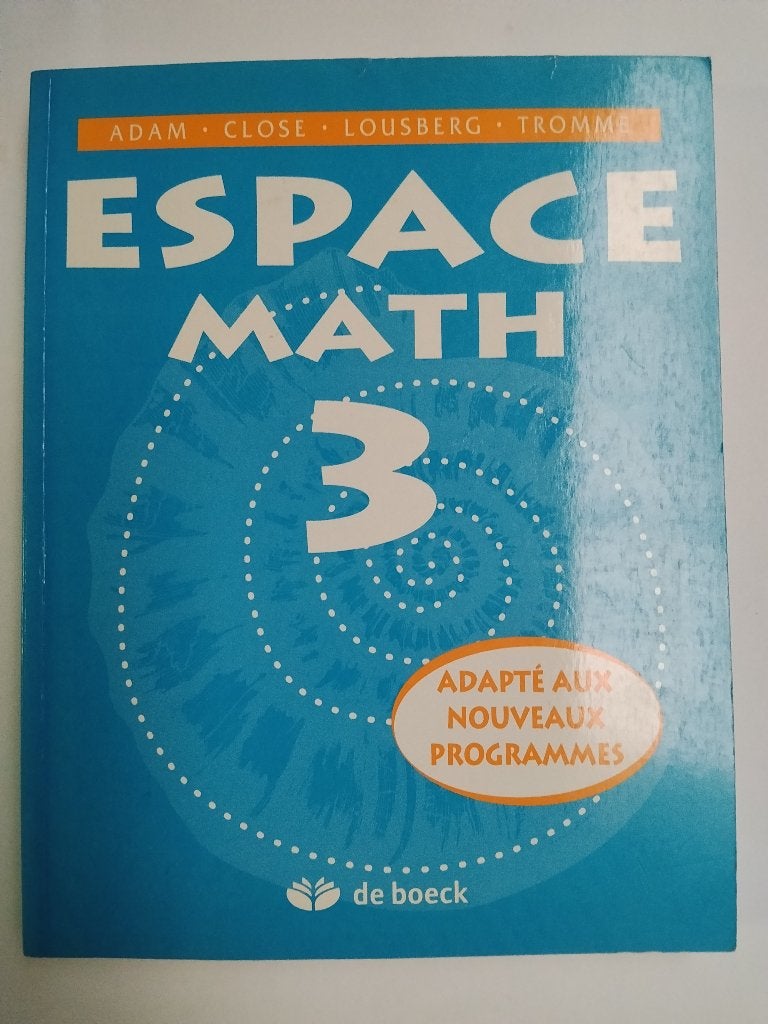Espace math 3 Chez De Boeck-Wesmael, Livres, Enlèvement ou Envoi