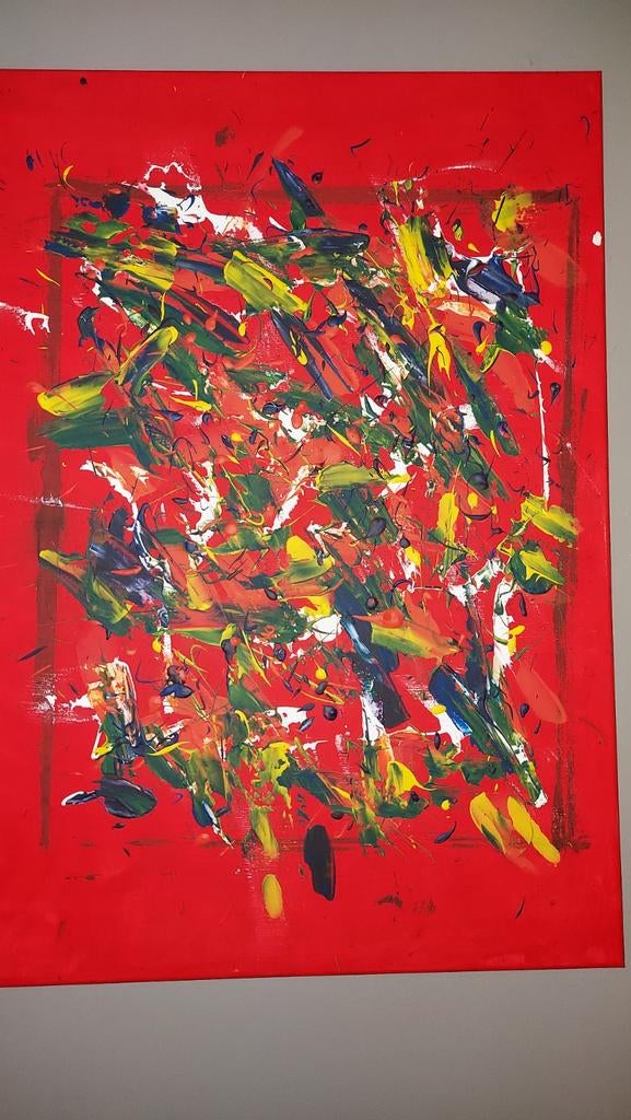 Schilderij abstrakt op doek van 70x50cm., Ophalen