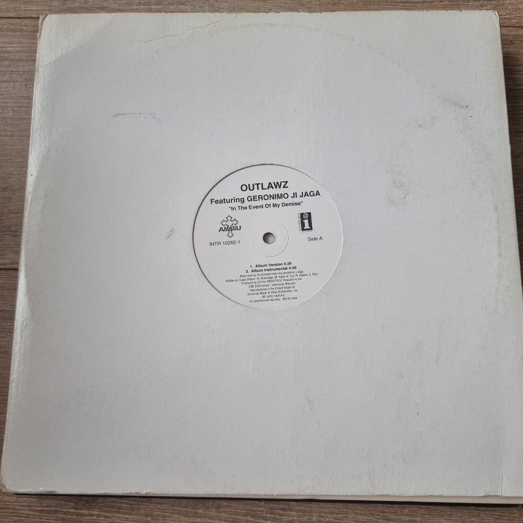 12" Outlawz Ft Geronimo Ji Jaga – In The Event Of My Demise, CD & DVD, Vinyles Singles, Enlèvement ou Envoi, Utilisé, 12 pouces